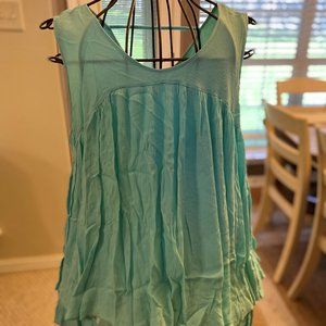 Paisley Vine Sleeveless Blouse(Turquoise)